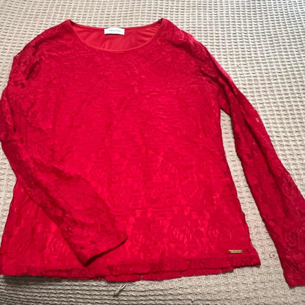 Elegant Red Lace Women's Top